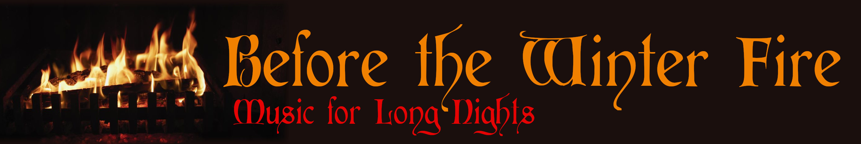 Fireplace grate with flames, title: Before the Winter Fire